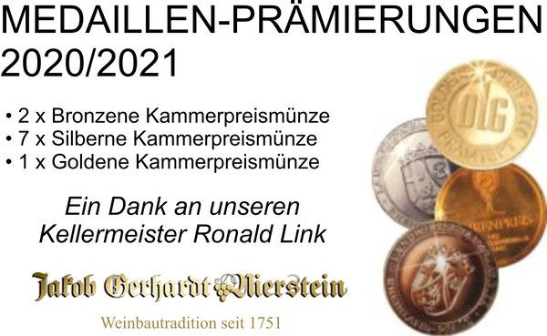 Medaillen-Prämierungen 2020/2021 Weinkellerei Jakob Gerhardt Kellermeister Ronald Link